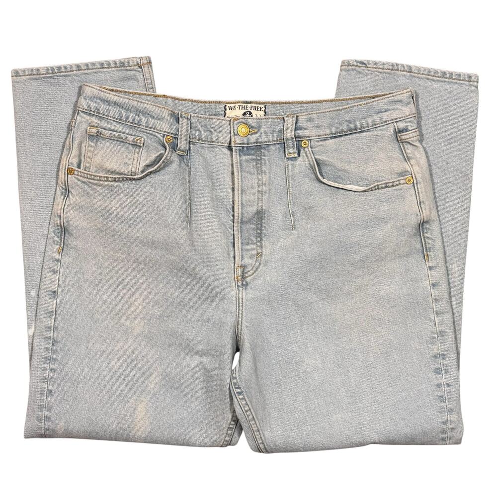 Free People We The Free Light Wash A New Day Mid Rise Straight Leg Jean Women 32